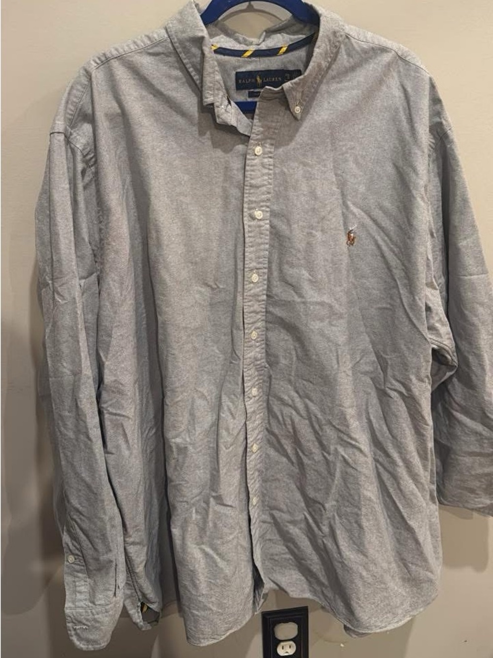 Ralph Lauren Light Gray Oxford Button-Down Shirt with Pony Logo